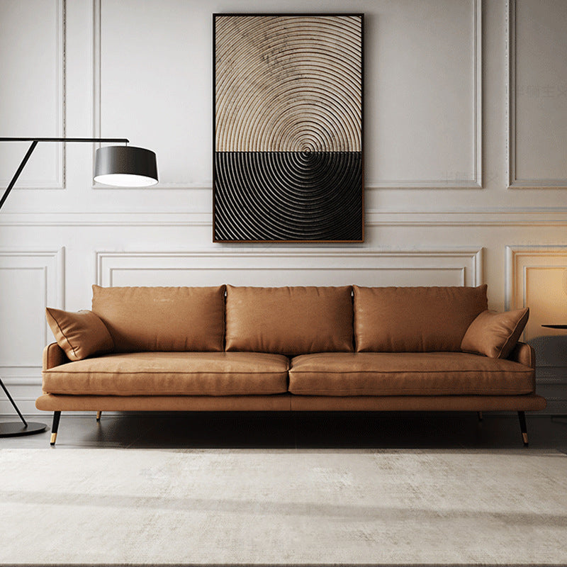 Modern Pillow Top Arm Settee Furniture with Pillows Dark Brown Sofa and Chaise