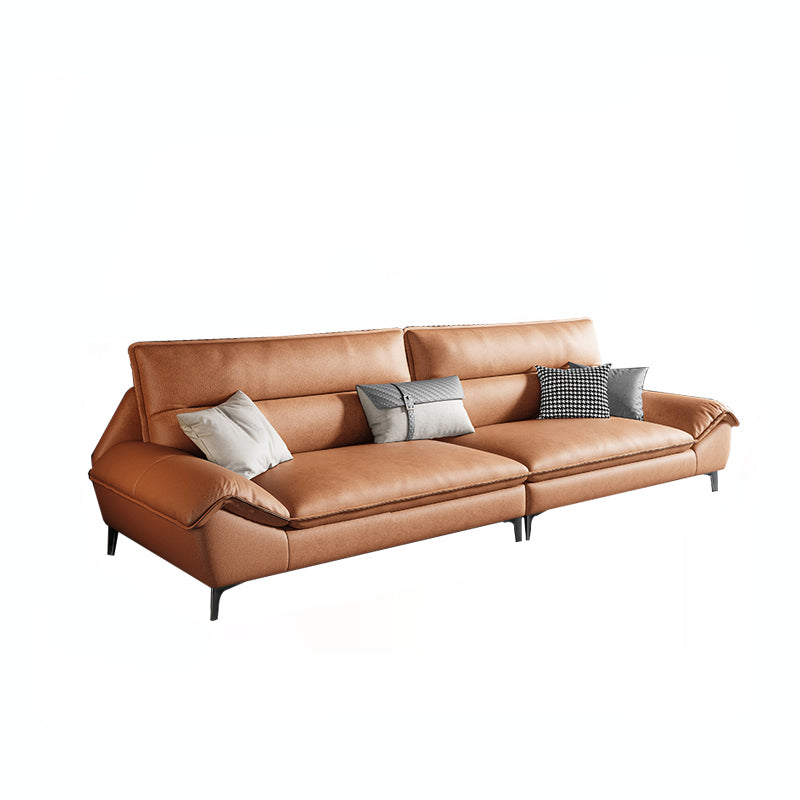 Sewn Pillow Back Faux Leather Pillow Top Arm Sofa with Waterproof and Stain Resistant