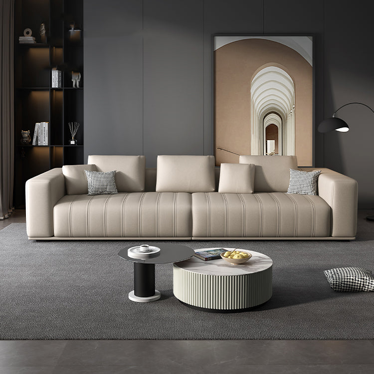 Cushions Faux Leather Square Arm Sofa with Waterproof and Stain Resistant