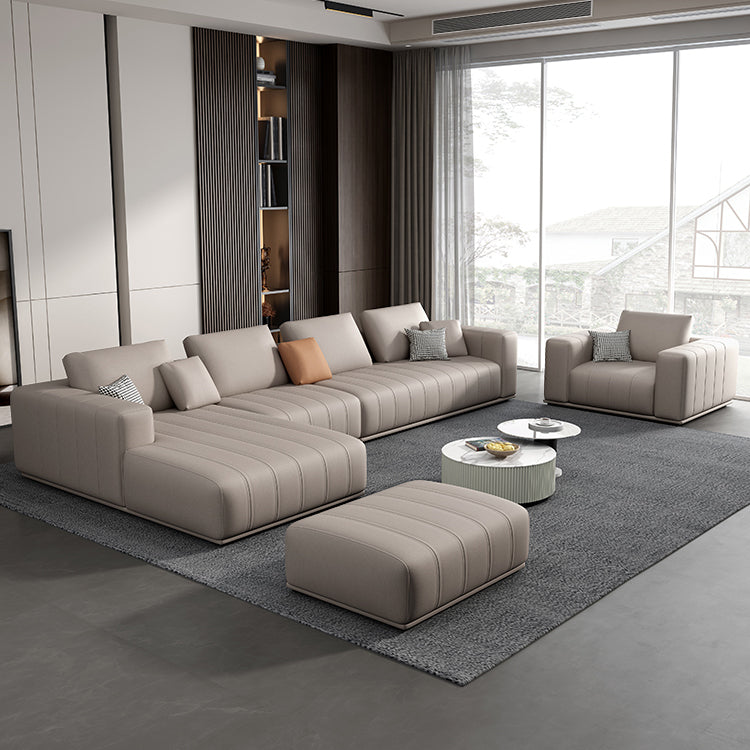 Cushions Faux Leather Square Arm Sofa with Waterproof and Stain Resistant