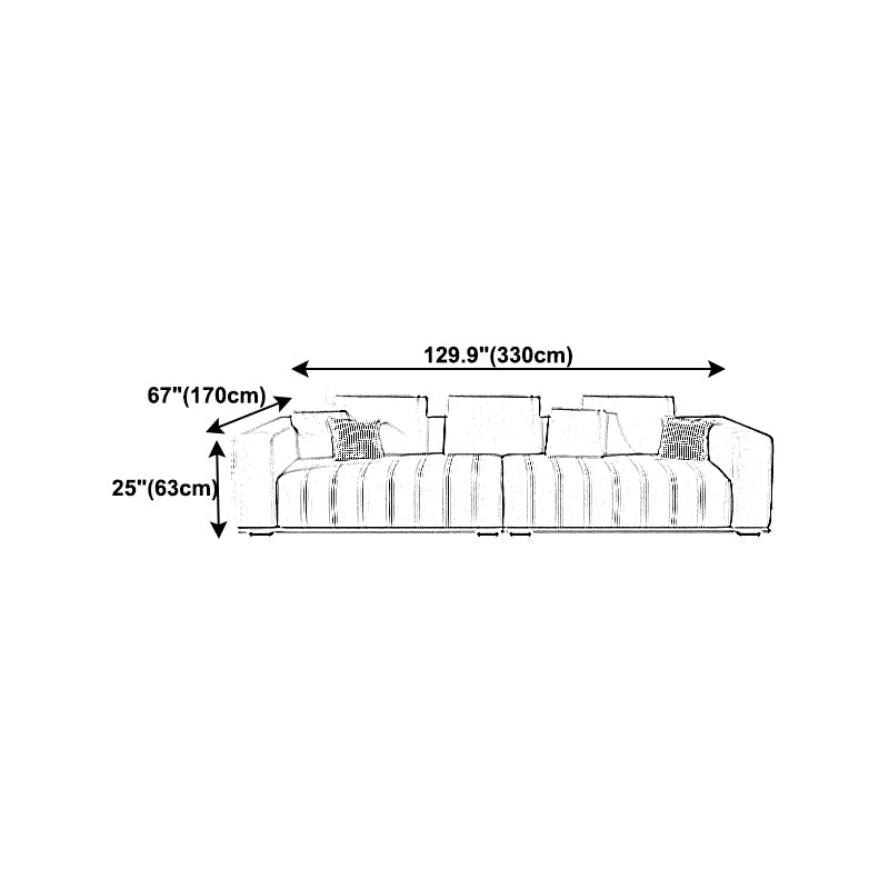 Cushions Faux Leather Square Arm Sofa with Waterproof and Stain Resistant