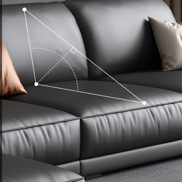 Cushions Faux Leather Square Arm Sofa with Waterproof and Wear-resisting