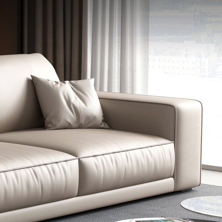 Cushions Faux Leather Square Arm Sofa with Waterproof and Wear-resisting