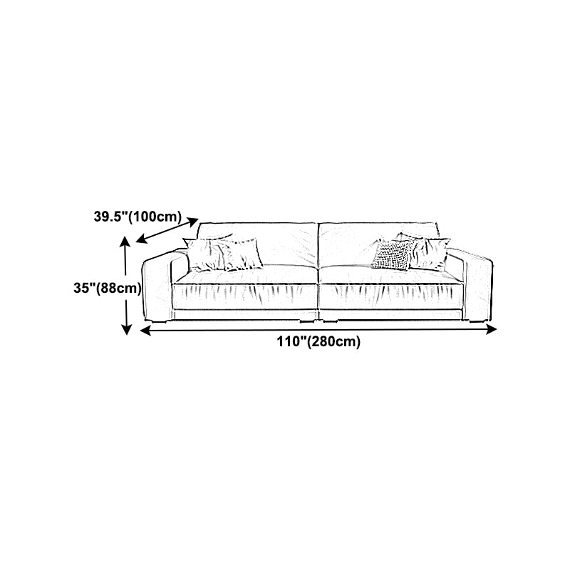 Cushions Faux Leather Square Arm Sofa with Waterproof and Wear-resisting