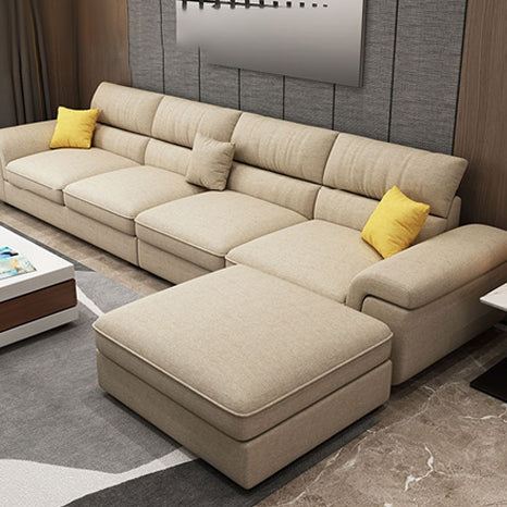 Modern Reversible Chaise Sofa with Pillows Flared Arm Sofa for Living Room