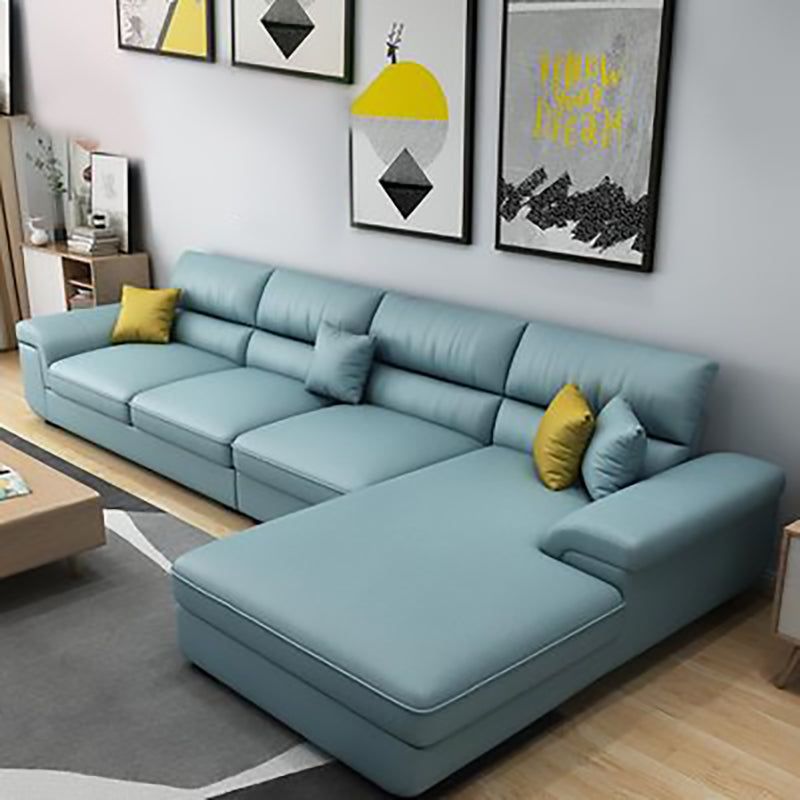 Modern Reversible Chaise Sofa with Pillows Flared Arm Sofa for Living Room