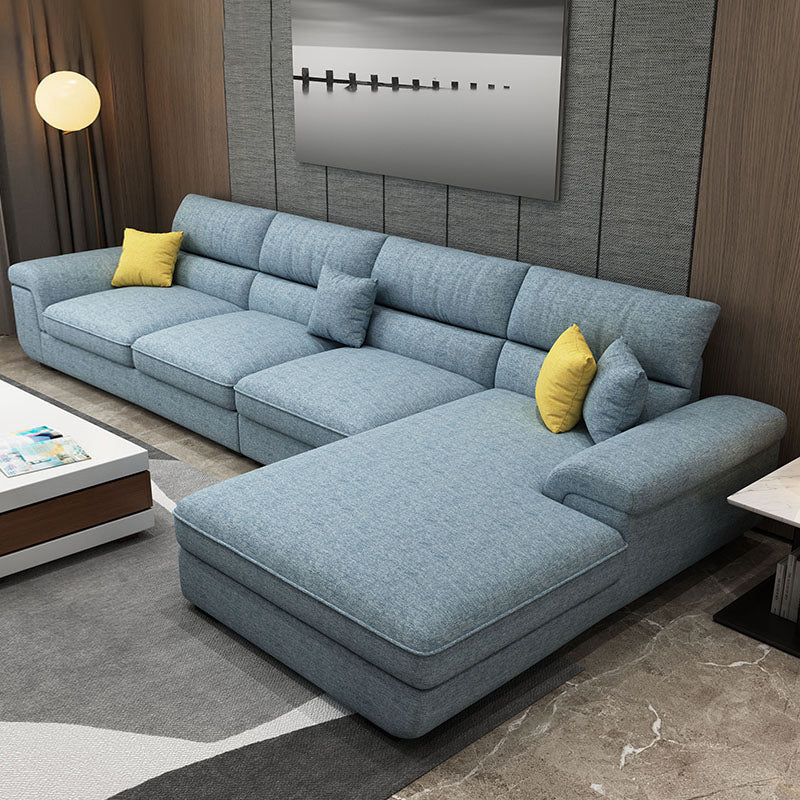 Modern Reversible Chaise Sofa with Pillows Flared Arm Sofa for Living Room