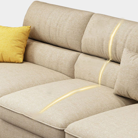 Modern Reversible Chaise Sofa with Pillows Flared Arm Sofa for Living Room
