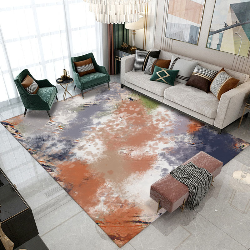 Yellow Graphic Rug Polyester Modern Area Rug Non-Slip Backing Rug for Living Room
