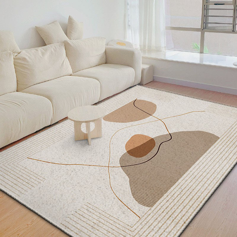 Tapis de bloc de couleur rose clair tapis lavable moderne polyester polyester pour salle de dessin