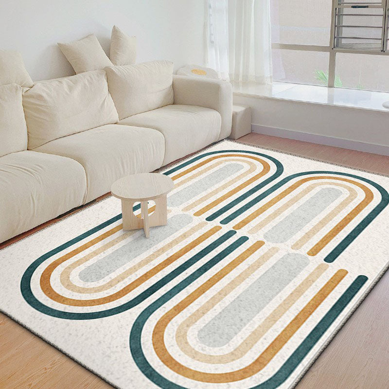 Tapis de bloc de couleur rose clair tapis lavable moderne polyester polyester pour salle de dessin