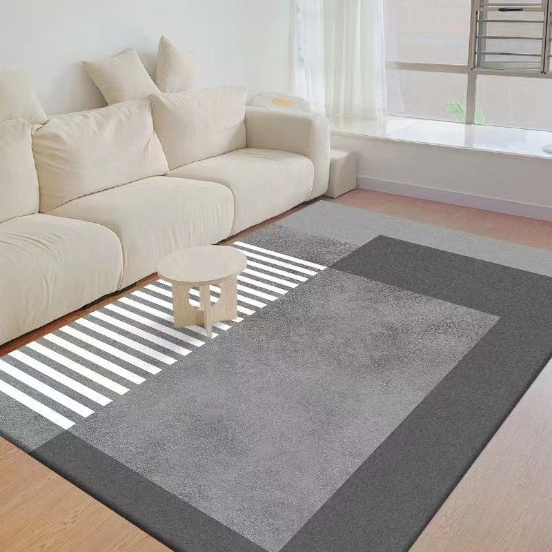 Orange Grid Pattern Rug Polyester Modern Rug Washable Rug for Living Room