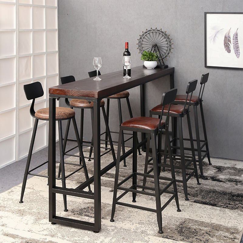 Industrial Rectangle Bar Counter Table Wooden Dining Table for Kitchen