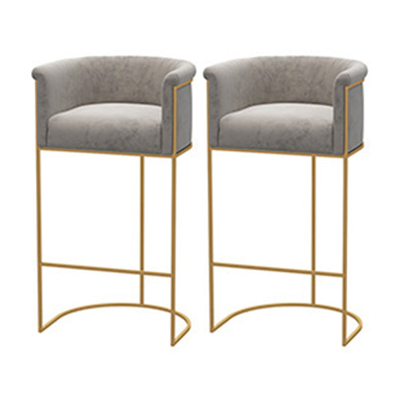 Scandinavian Bar and Counter Stool Low Back Stool with Pedestal Base in Gold