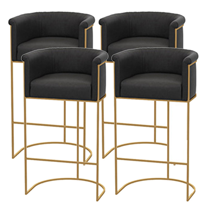 Scandinavian Bar and Counter Stool Low Back Stool with Pedestal Base in Gold