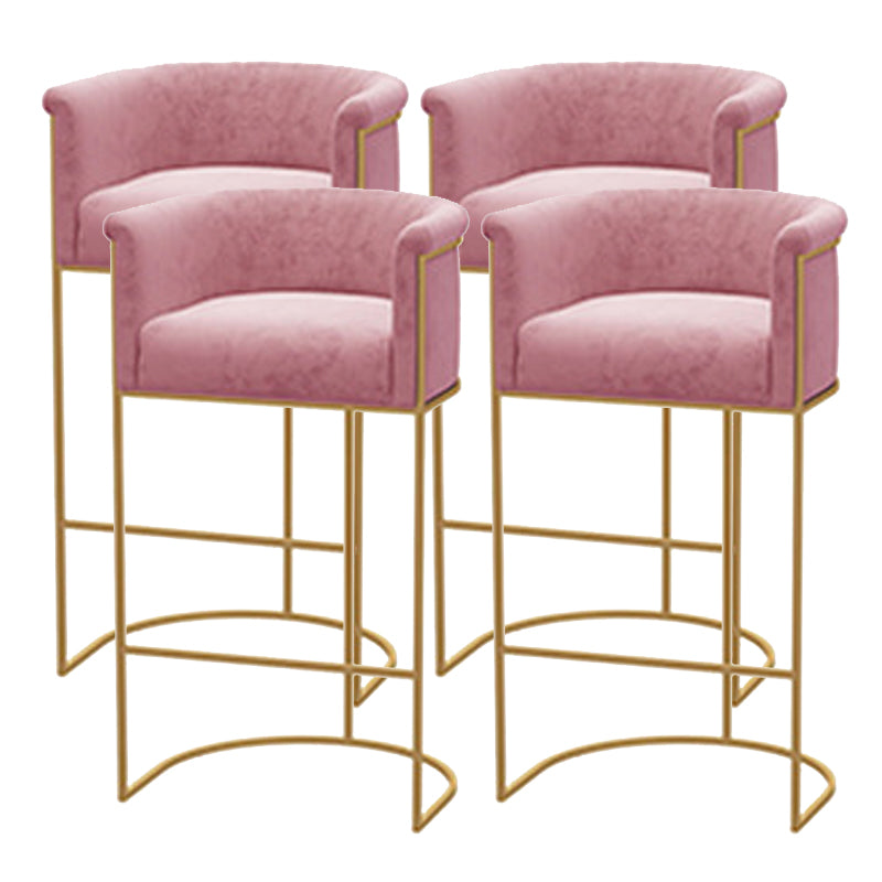 Scandinavian Bar and Counter Stool Low Back Stool with Pedestal Base in Gold