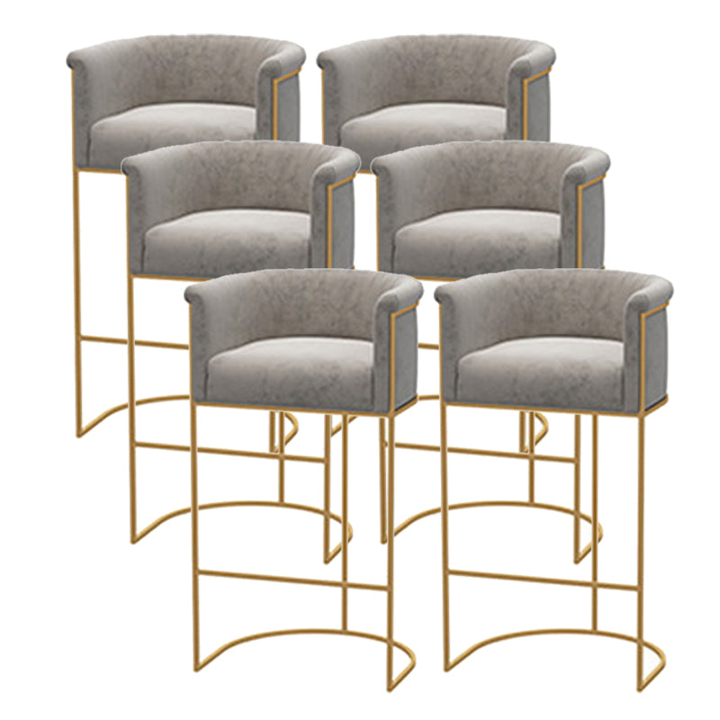 Scandinavian Bar and Counter Stool Low Back Stool with Pedestal Base in Gold