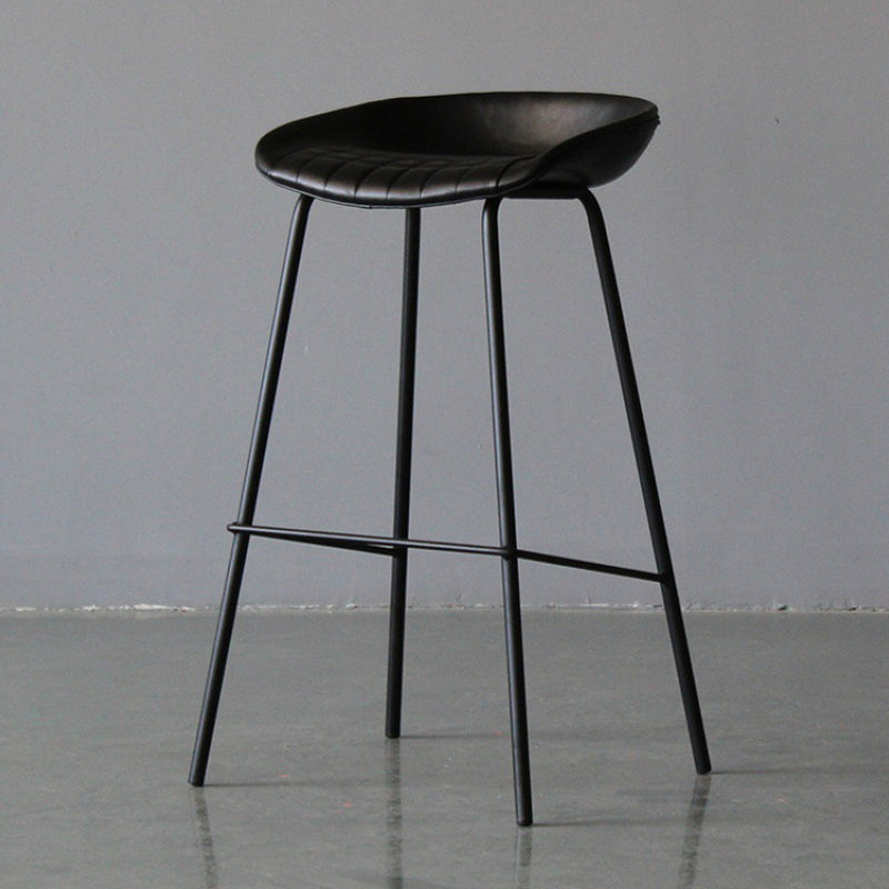 Scandinavian Metal Kitchen Dining Room Armless Stool Low Back Bar Stool