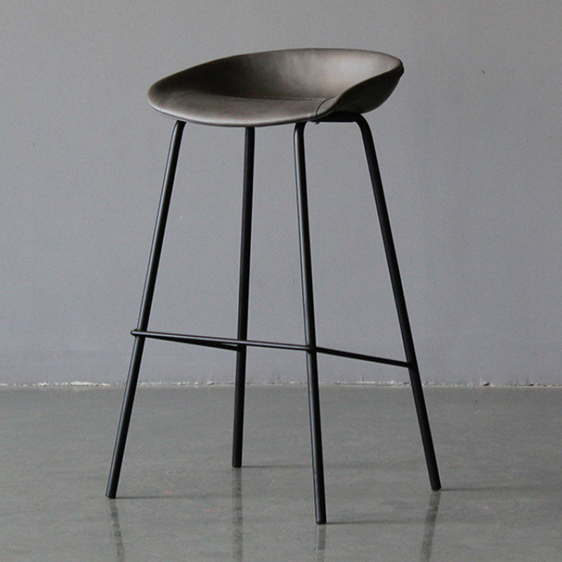 Scandinavian Metal Kitchen Dining Room Armless Stool Low Back Bar Stool