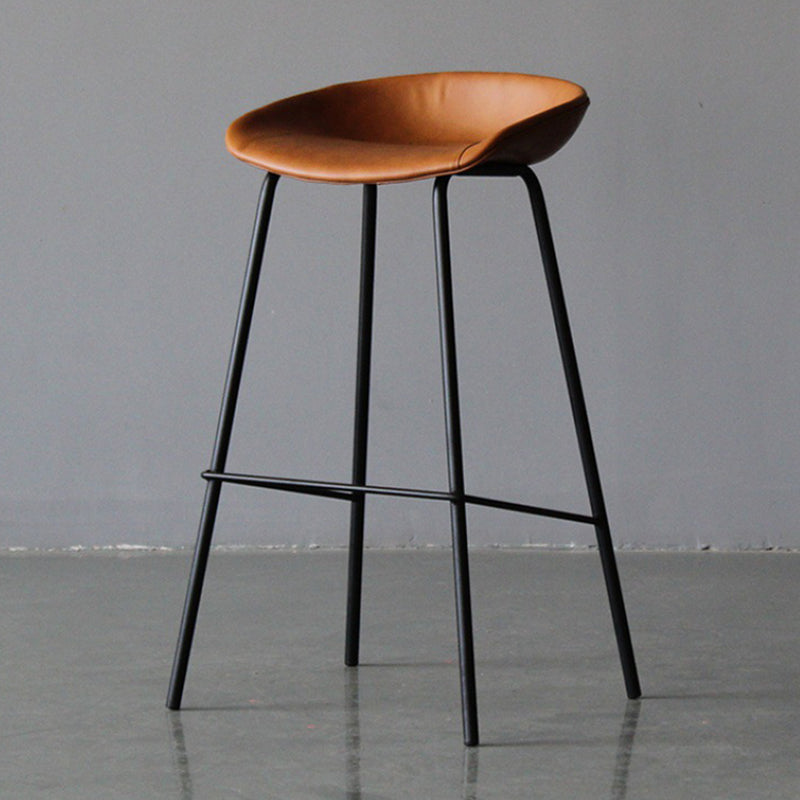 Scandinavian Metal Kitchen Dining Room Armless Stool Low Back Bar Stool