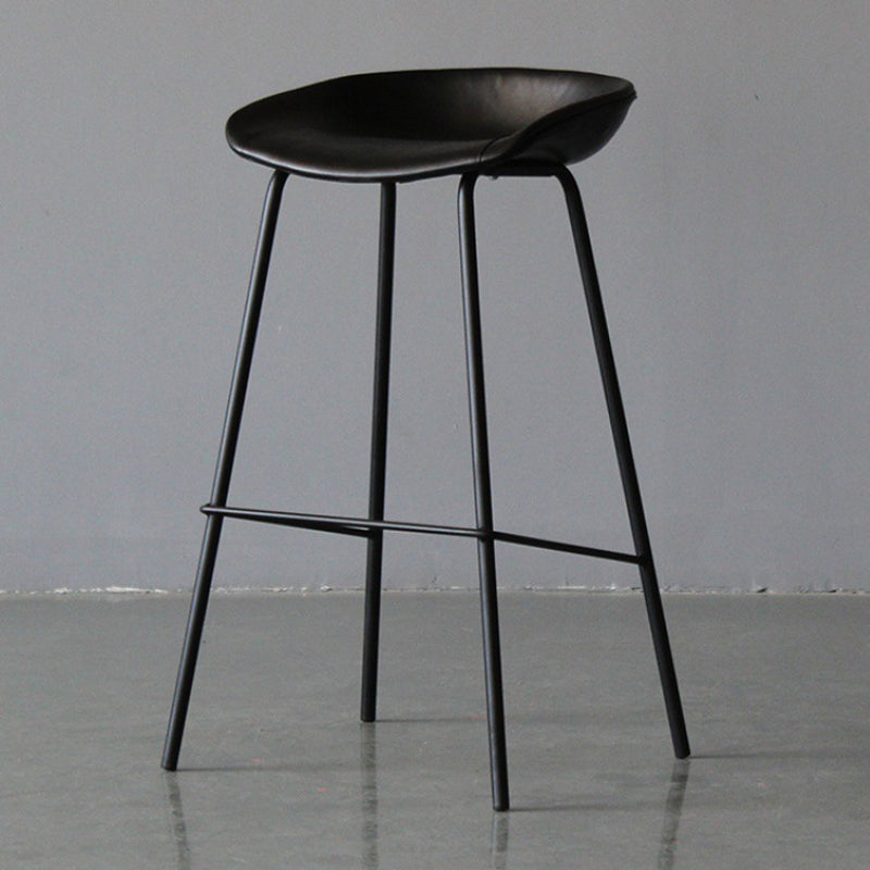 Scandinavian Metal Kitchen Dining Room Armless Stool Low Back Bar Stool