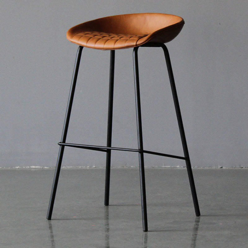 Scandinavian Metal Kitchen Dining Room Armless Stool Low Back Bar Stool