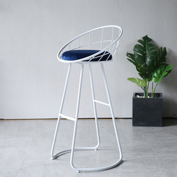 Glam Metal Bar and Counter Stool Low Back Stool with Gold Sled Base