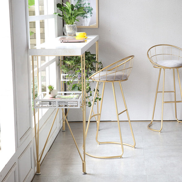 Glam Metal Bar and Counter Stool Low Back Stool with Gold Sled Base