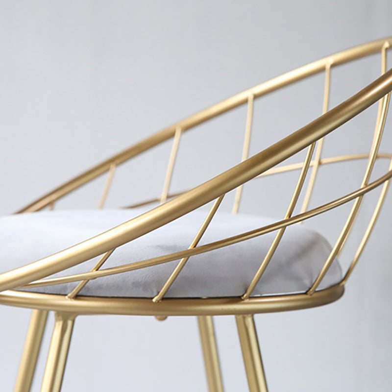 Glam Metal Bar and Counter Stool Low Back Stool with Gold Sled Base