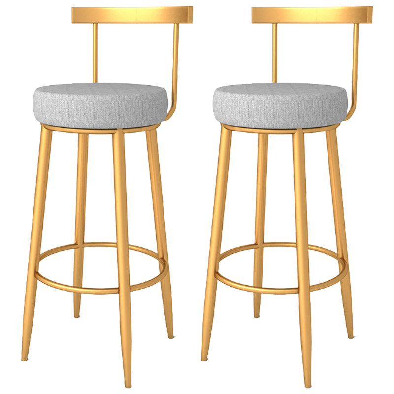 Glam Metal Bar and Counter Stool Low Back Stool with 4 Legs in Gold