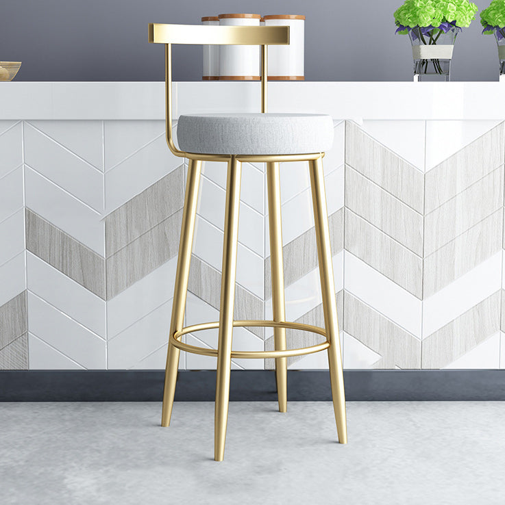 Glam Metal Bar and Counter Stool Low Back Stool with 4 Legs in Gold