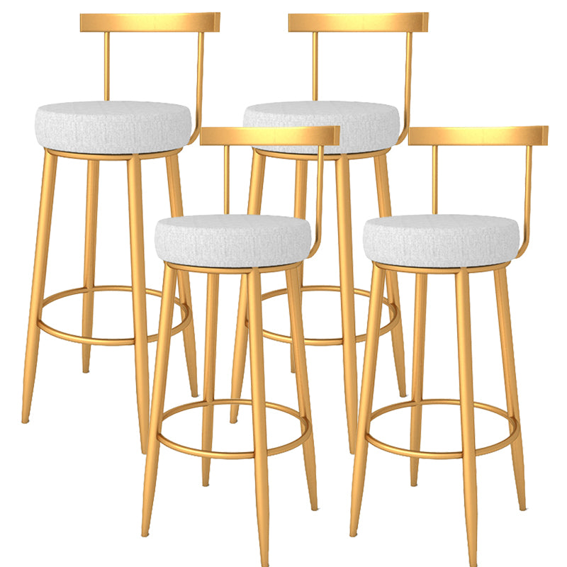 Glam Metal Bar and Counter Stool Low Back Stool with 4 Legs in Gold