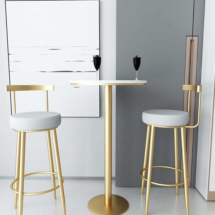 Glam Metal Bar and Counter Stool Low Back Stool with 4 Legs in Gold