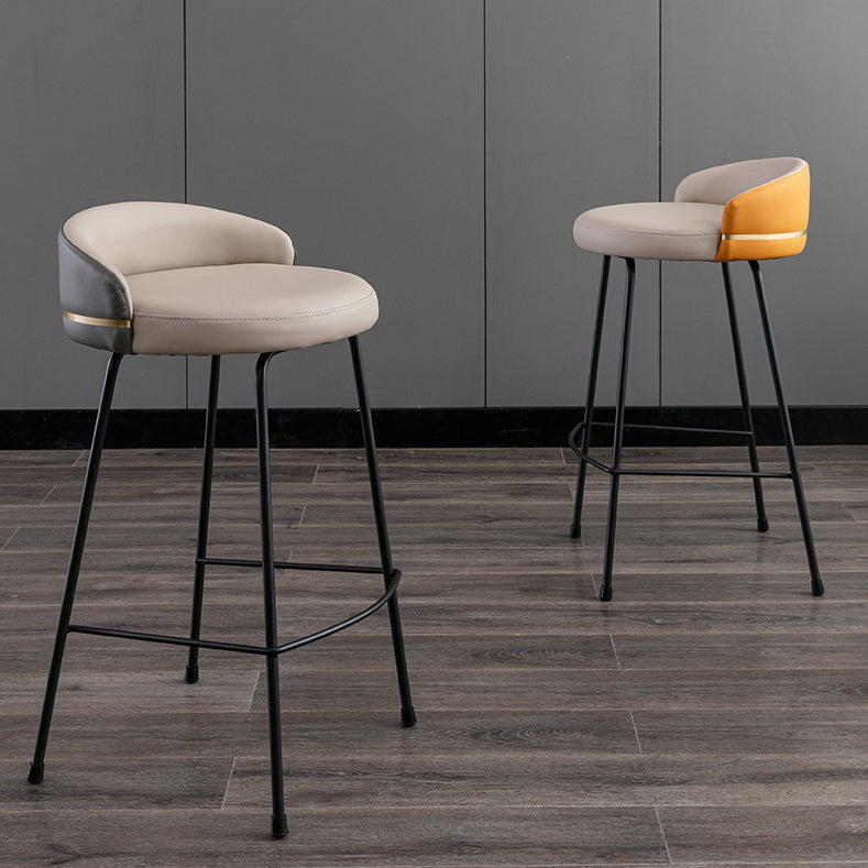 Contemporary Bar and Counter Stool Low Back Stool with 4 Legs in Black
