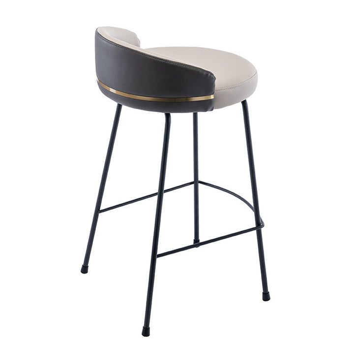 Contemporary Bar and Counter Stool Low Back Stool with 4 Legs in Black