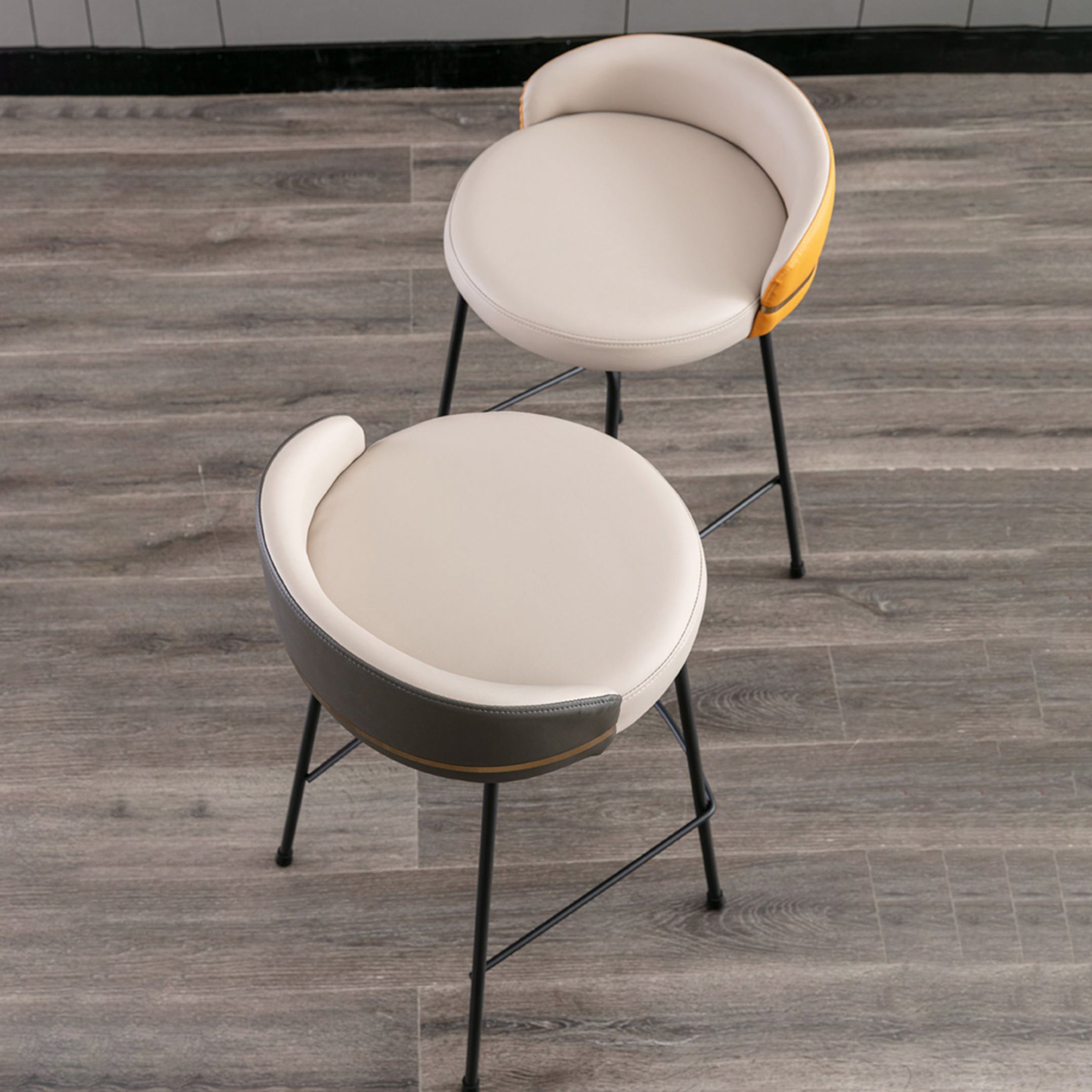 Contemporary Bar and Counter Stool Low Back Stool with 4 Legs in Black