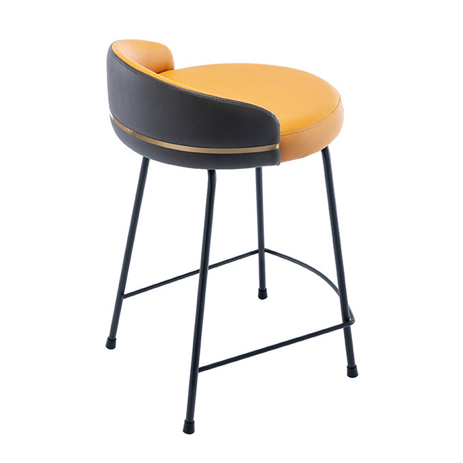 Contemporary Bar and Counter Stool Low Back Stool with 4 Legs in Black