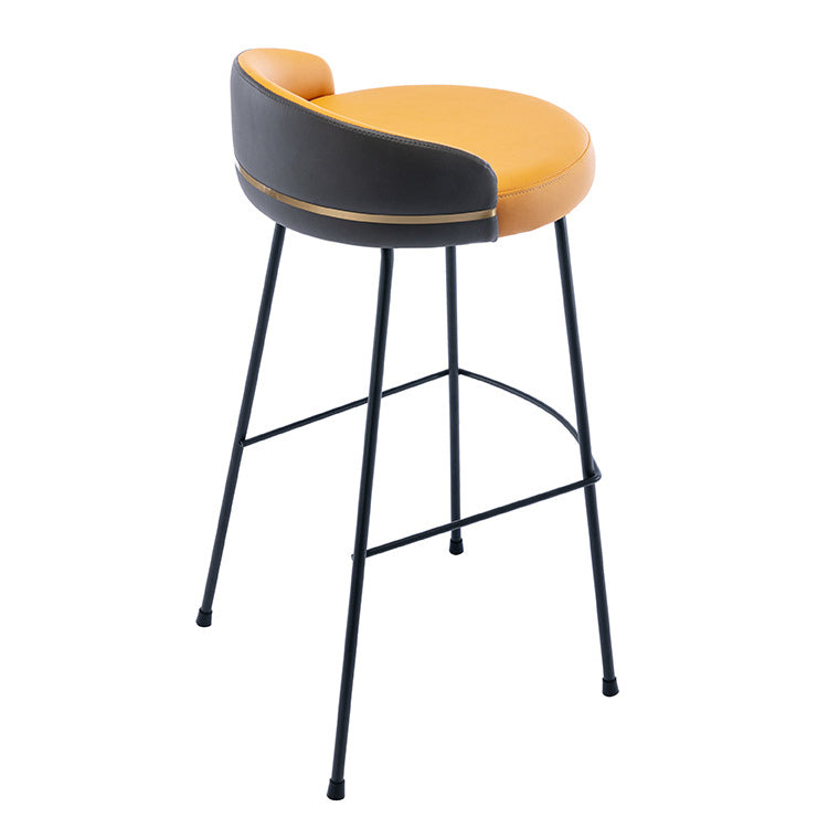 Contemporary Bar and Counter Stool Low Back Stool with 4 Legs in Black