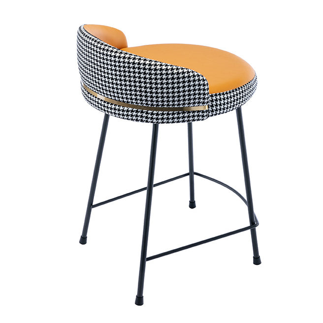 Contemporary Bar and Counter Stool Low Back Stool with 4 Legs in Black