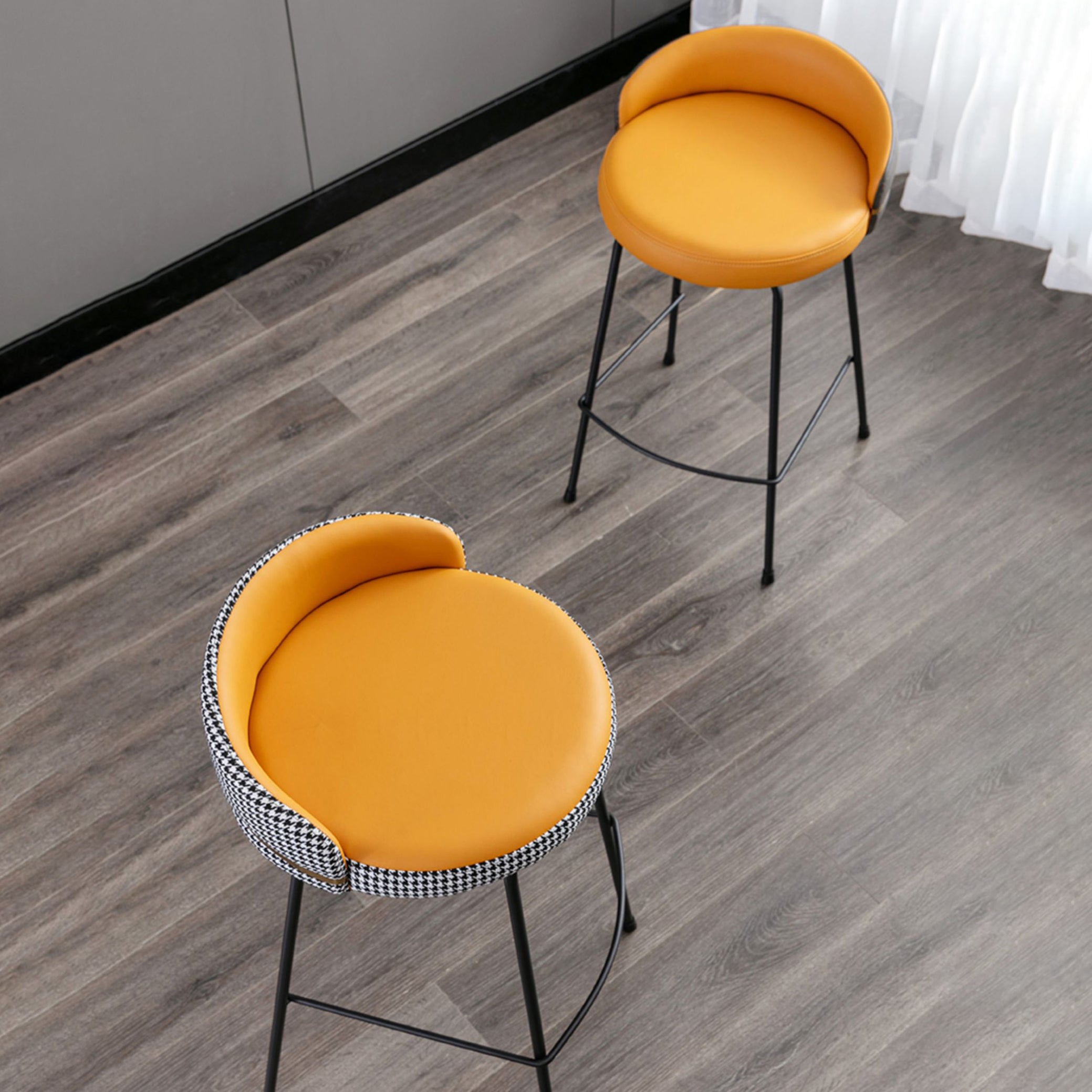 Contemporary Bar and Counter Stool Low Back Stool with 4 Legs in Black