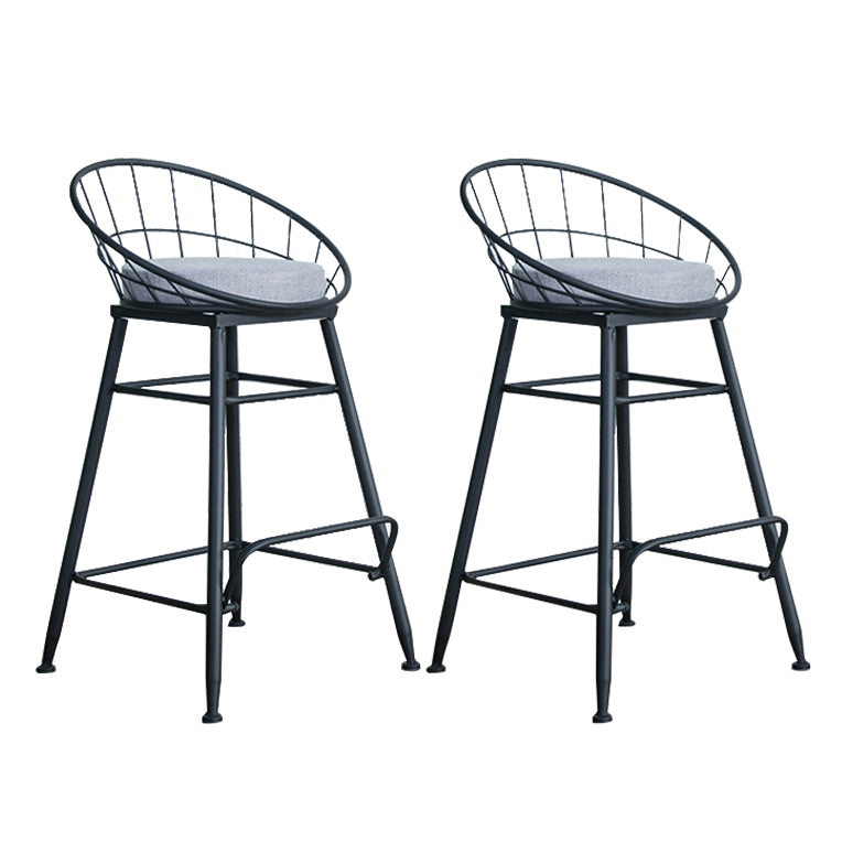 Glam Metal Bar and Counter Stool Round Low Back Stool with 4 Legs