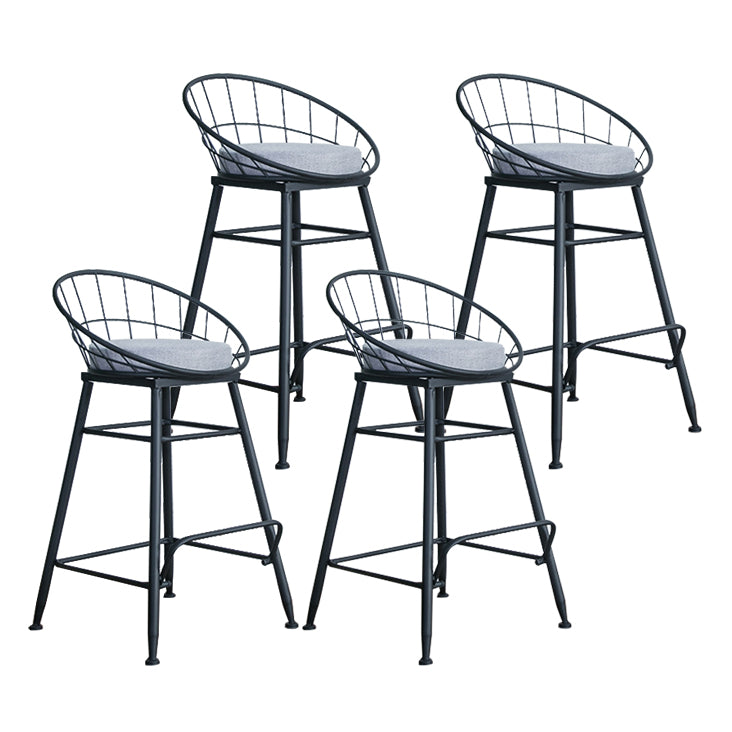 Glam Metal Bar and Counter Stool Round Low Back Stool with 4 Legs