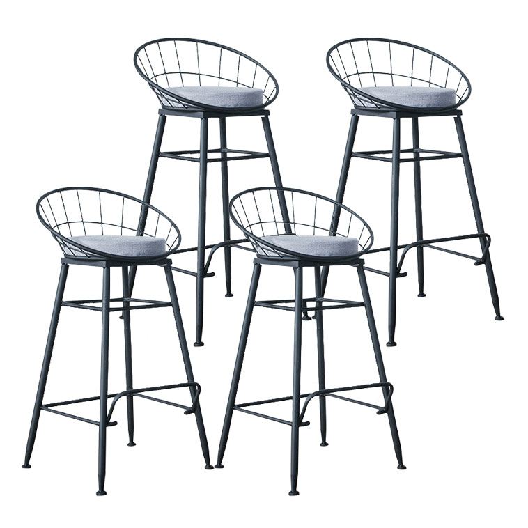 Glam Metal Bar and Counter Stool Round Low Back Stool with 4 Legs