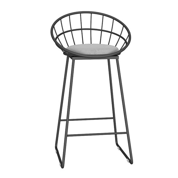 Glam Metal Bar and Counter Stool Low Back Stool with Sled Base