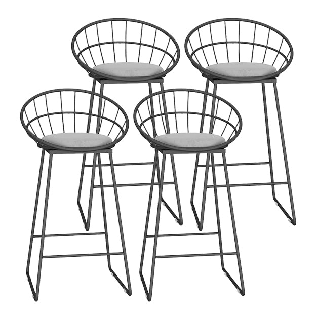 Glam Metal Bar and Counter Stool Low Back Stool with Sled Base