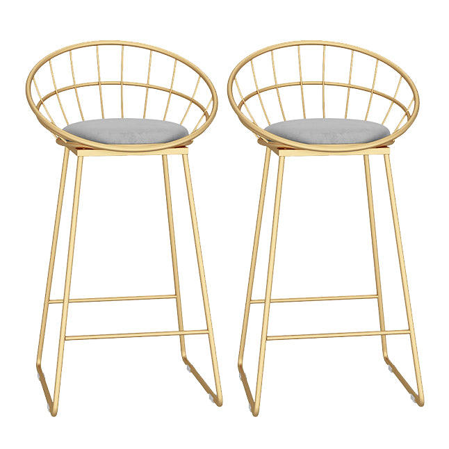 Glam Metal Bar and Counter Stool Low Back Stool with Sled Base