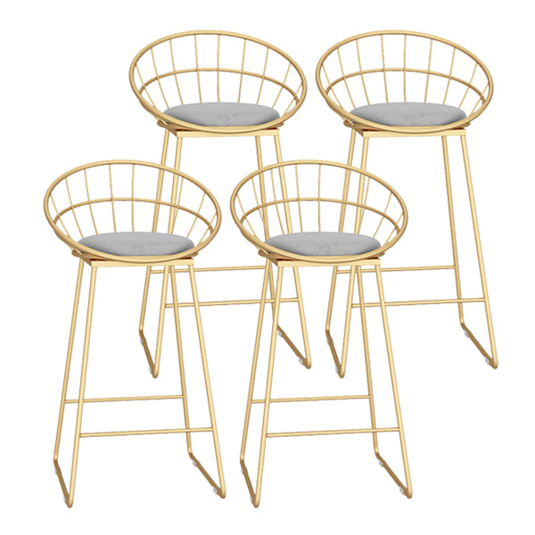 Glam Metal Bar and Counter Stool Low Back Stool with Sled Base