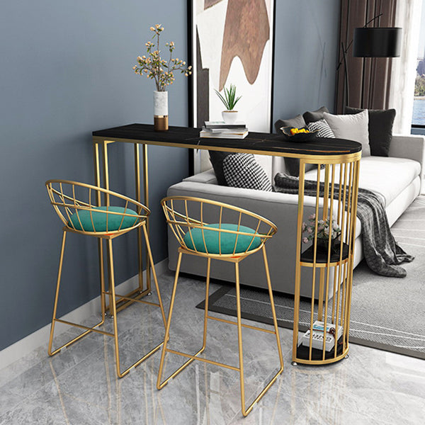 Glam Metal Bar and Counter Stool Low Back Stool with Sled Base