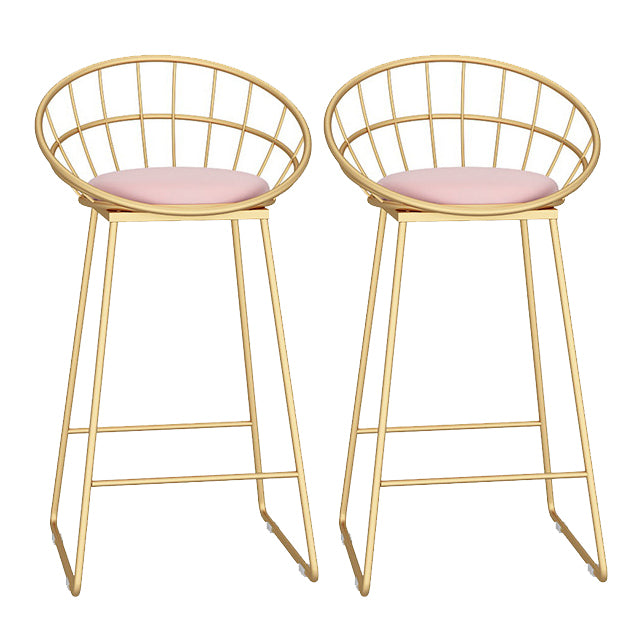 Glam Metal Bar and Counter Stool Low Back Stool with Sled Base