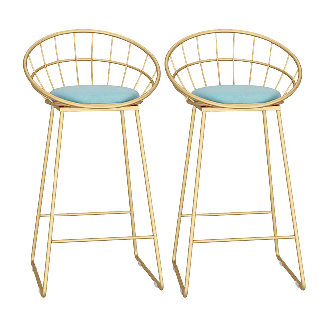 Glam Metal Bar and Counter Stool Low Back Stool with Sled Base